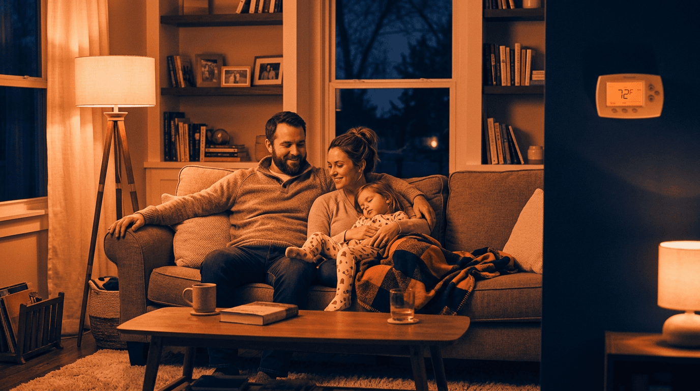 An Oklahoma family comfortable in their living room